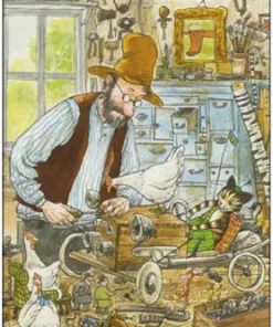 Postkarte Pettersson und Findus Seifenkiste für Findus