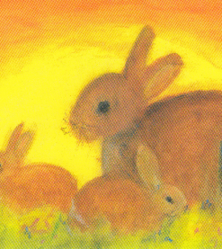 Postkarte Hasenfamilie