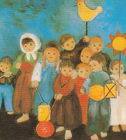Postkarte Laternenkinder