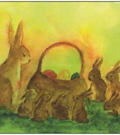 Hasenfamilie mit Ostereier