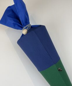 Schultüten-Bezug mittelblau-dunkelblau-grün