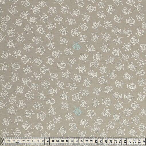 Sonderposten Stoff Jersey-Beach Days-Flounder-Taupe für 8,00 €/meter