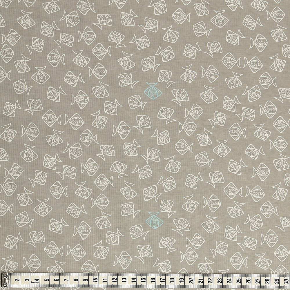 Sonderposten Stoff Jersey-Beach Days-Flounder-Taupe für 8,00 €/meter